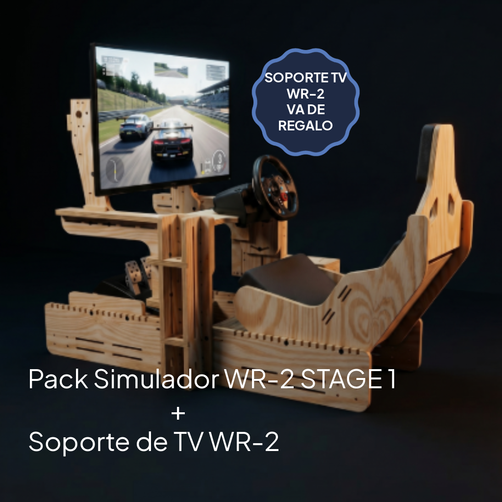 Pack Simulador WR-2 STAGE 1 NAKED + Soporte de TV WR-2 + Soporte Freno de Mano WR-2