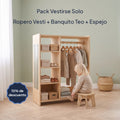 Pack Vestirse Solo: Ropero Vesti, Banquito Teo y Espejo