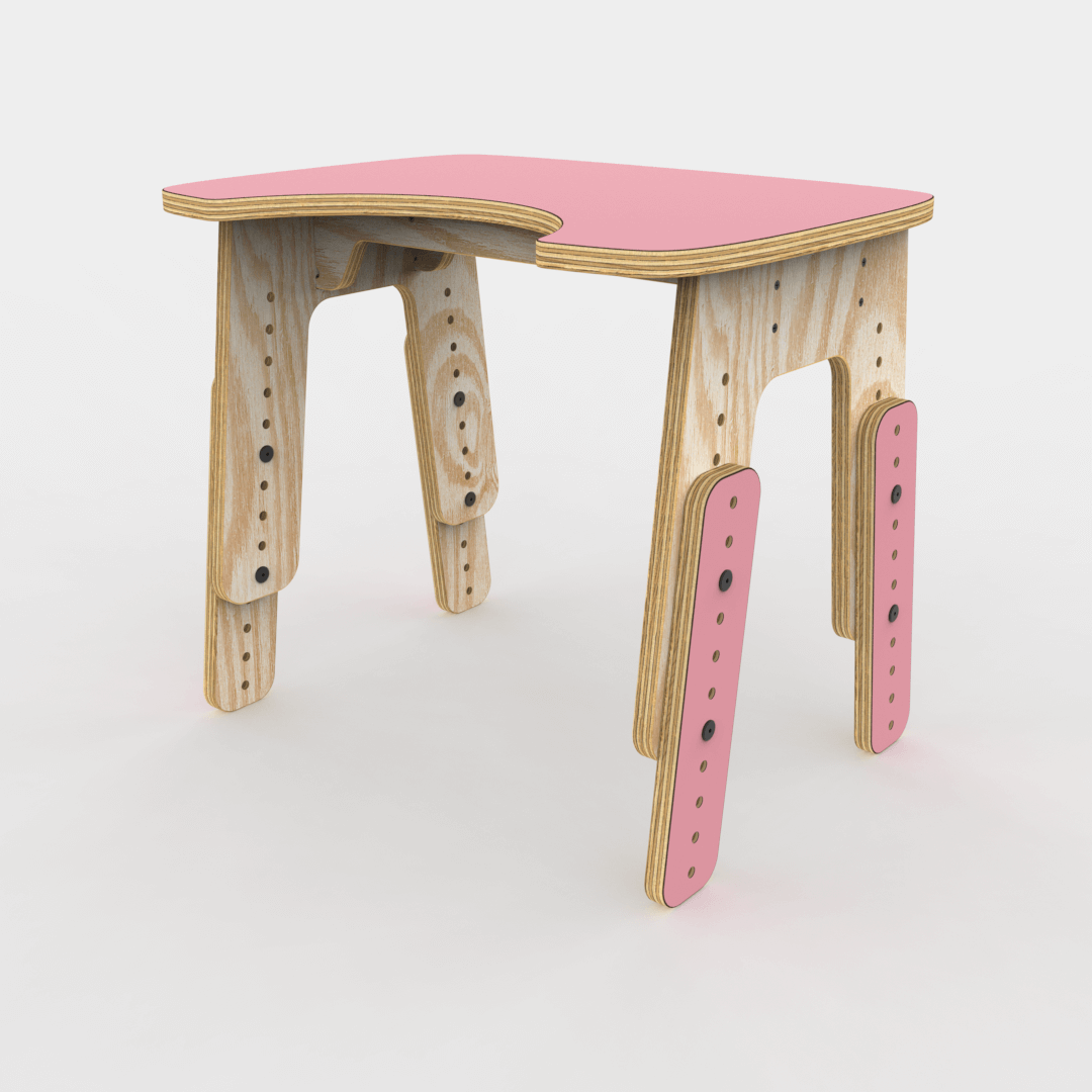 Mesa infantil reni escotadura rosa