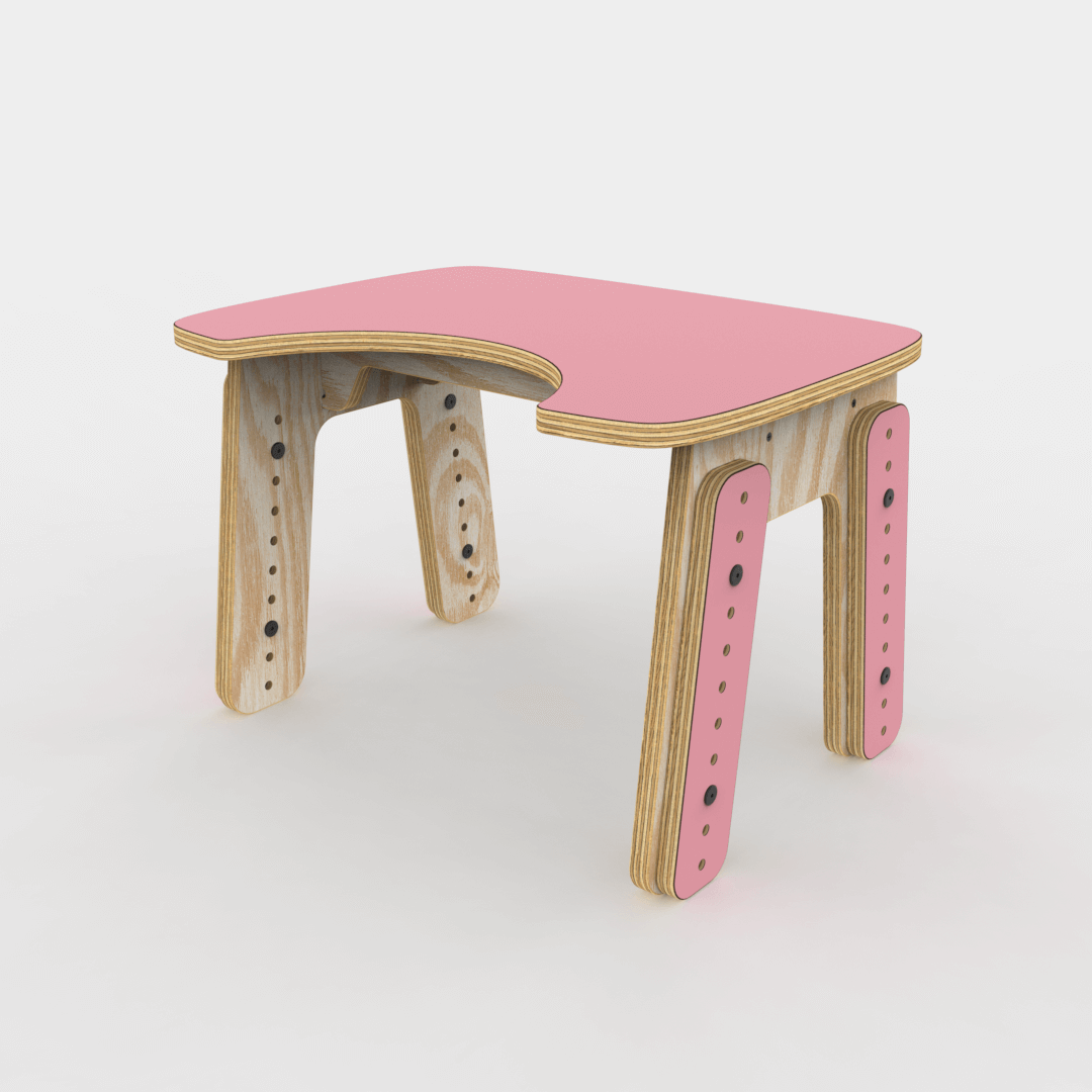 Mesa infantil reni escotadura rosa