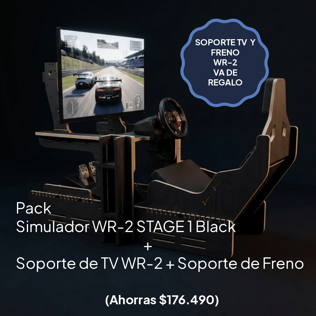 Pack Simulador WR-2 STAGE 1 Black + Soporte TV WR-2 + Soporte Freno de Mano WR-2