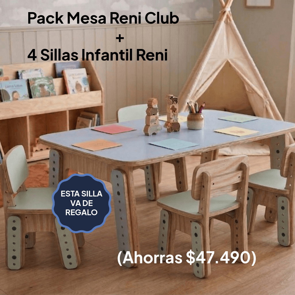 Pack Mesa Infantil Reni Club + 4 Sillas Infantil Reni