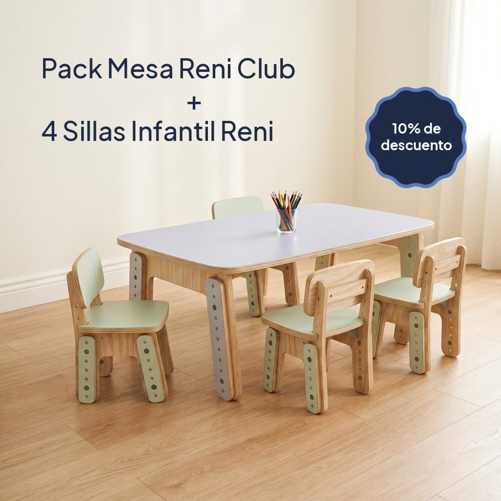 Pack Mesa Infantil Reni Club + 4 Sillas Infantil Reni con 10% de descuento