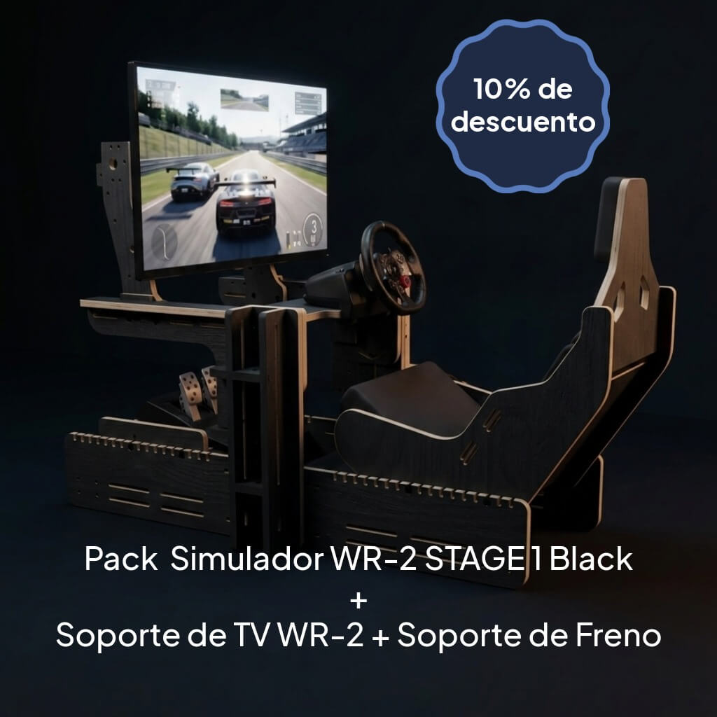 Pack Simulador WR-2 STAGE 1 Black + Soporte TV + Soporte Freno de Mano con 10% de descuento