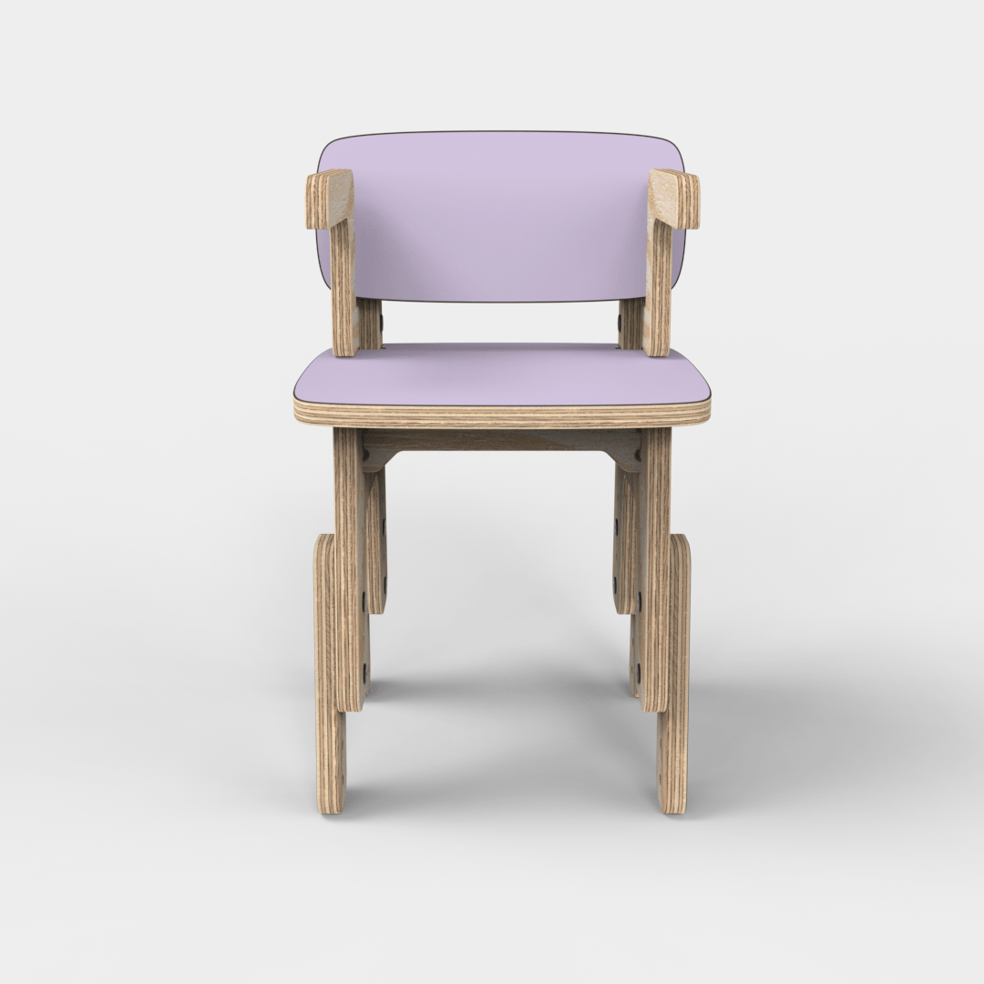 Silla infantil Reni con apoyabrazos uva con la altura elevada, vista frontal